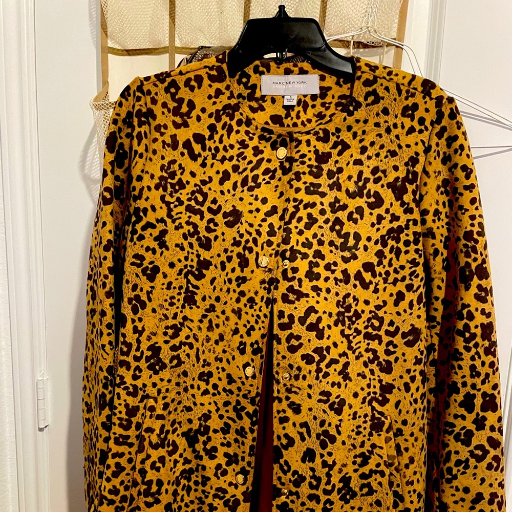 Marc New York light weight mid length leopard print jacket